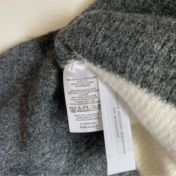 LOFT Gray & White Striped Quarter Zip Tunic Sweater Small Petite Women’s - Picture 11 of 12